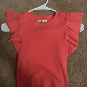Zara coral ruffle tank top size small